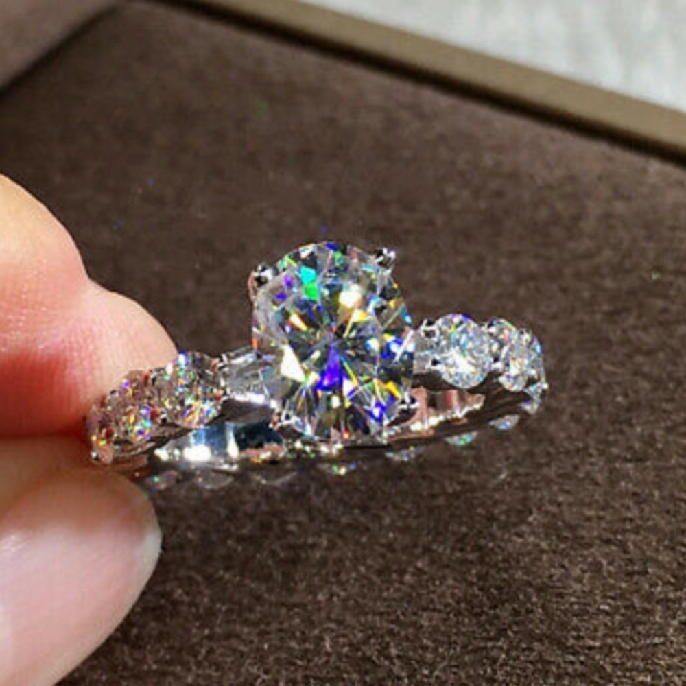 New 925 Sterling silver diamond stone ring